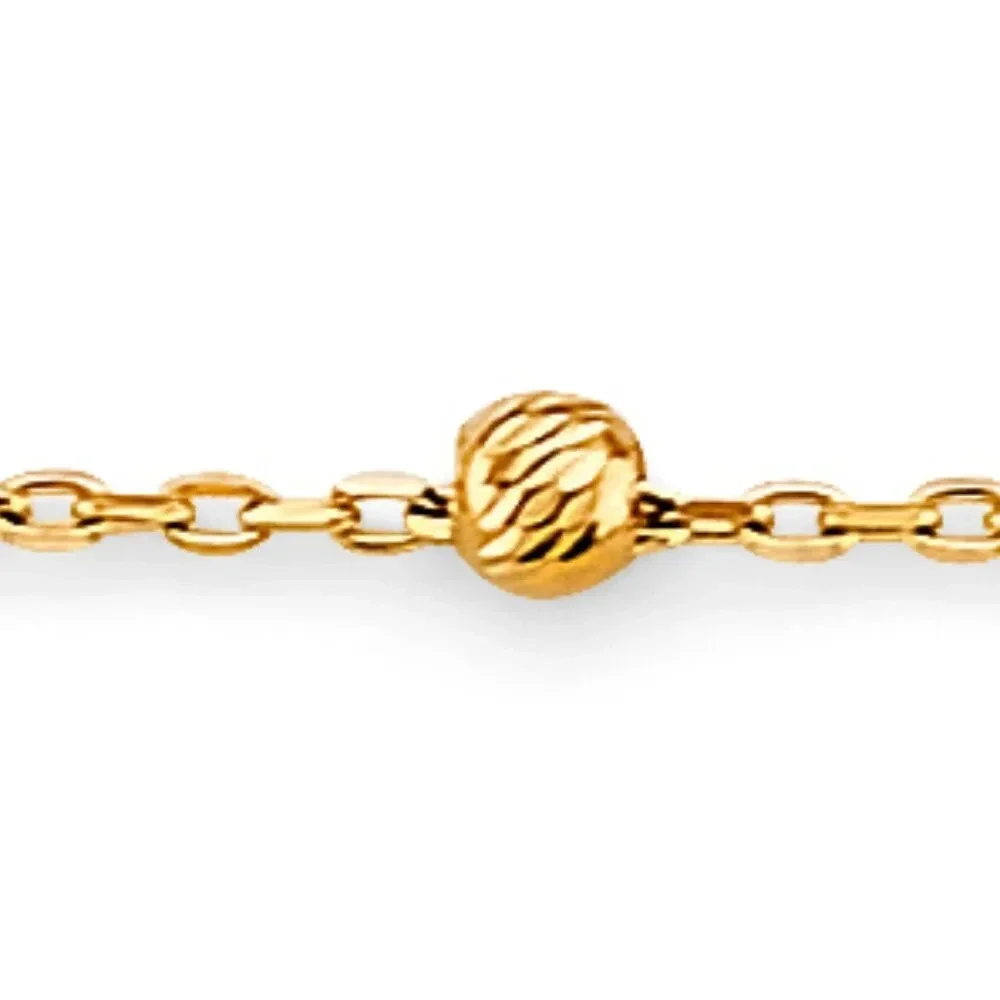 KIDS GIRLS 14K 3 COLOR GOLD FLOWER BALL Bracelet 5